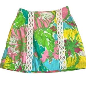 Lilly Pulitzer Vanna Set Shorely Blue Big Flirt Mini Skirt, Size 00
